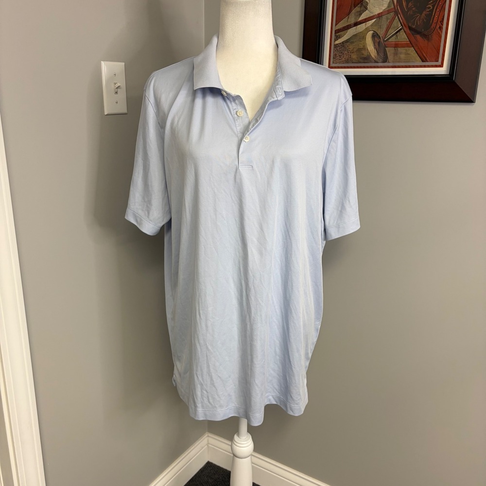 Theory Mens Atlas Pique 2 Button Polo Shirt Light Blue XXL N0195533